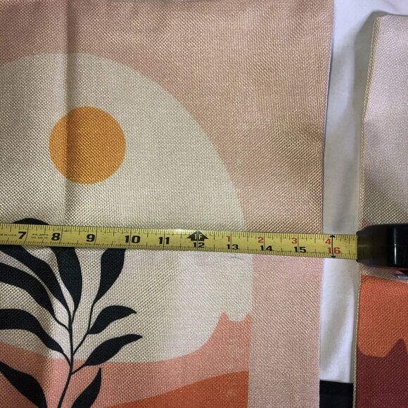 Boho Pillow Covers 16x16 Inch, Mid Century Abstract Sun Set Of 2 CUTE!! - Picture 6 of 8